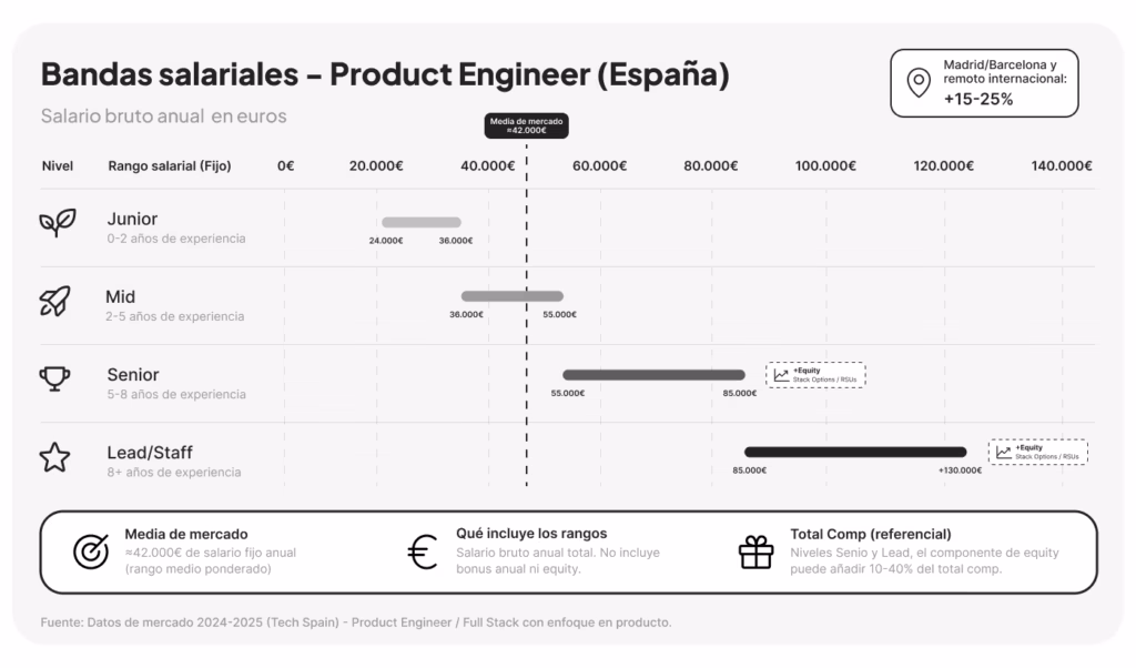 Bandas salariales Product Engineer en España
